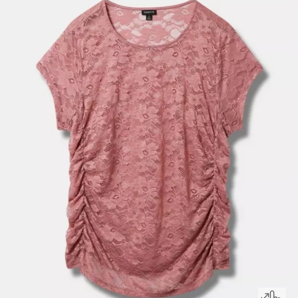 Torrid Size 0 Lace Cinched Short Sleeve Top